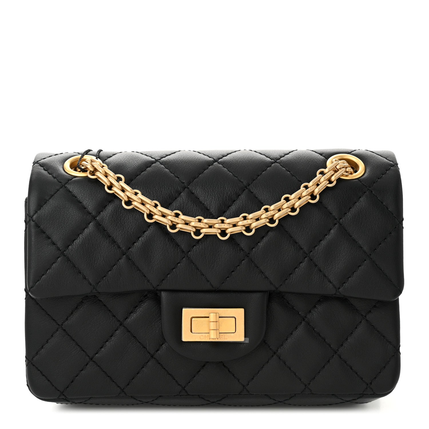 Aged Calfskin Quilted 2.55 Reissue Mini Flap Black