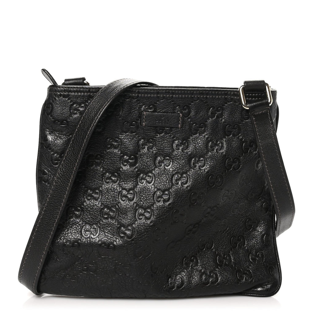 Guccissima Small Flat Messenger Bag Dark Brown