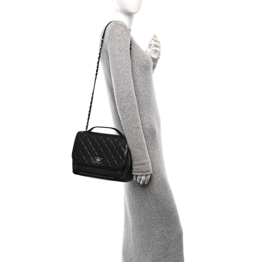 Caviar Quilted Large Business Affinity Flap Black