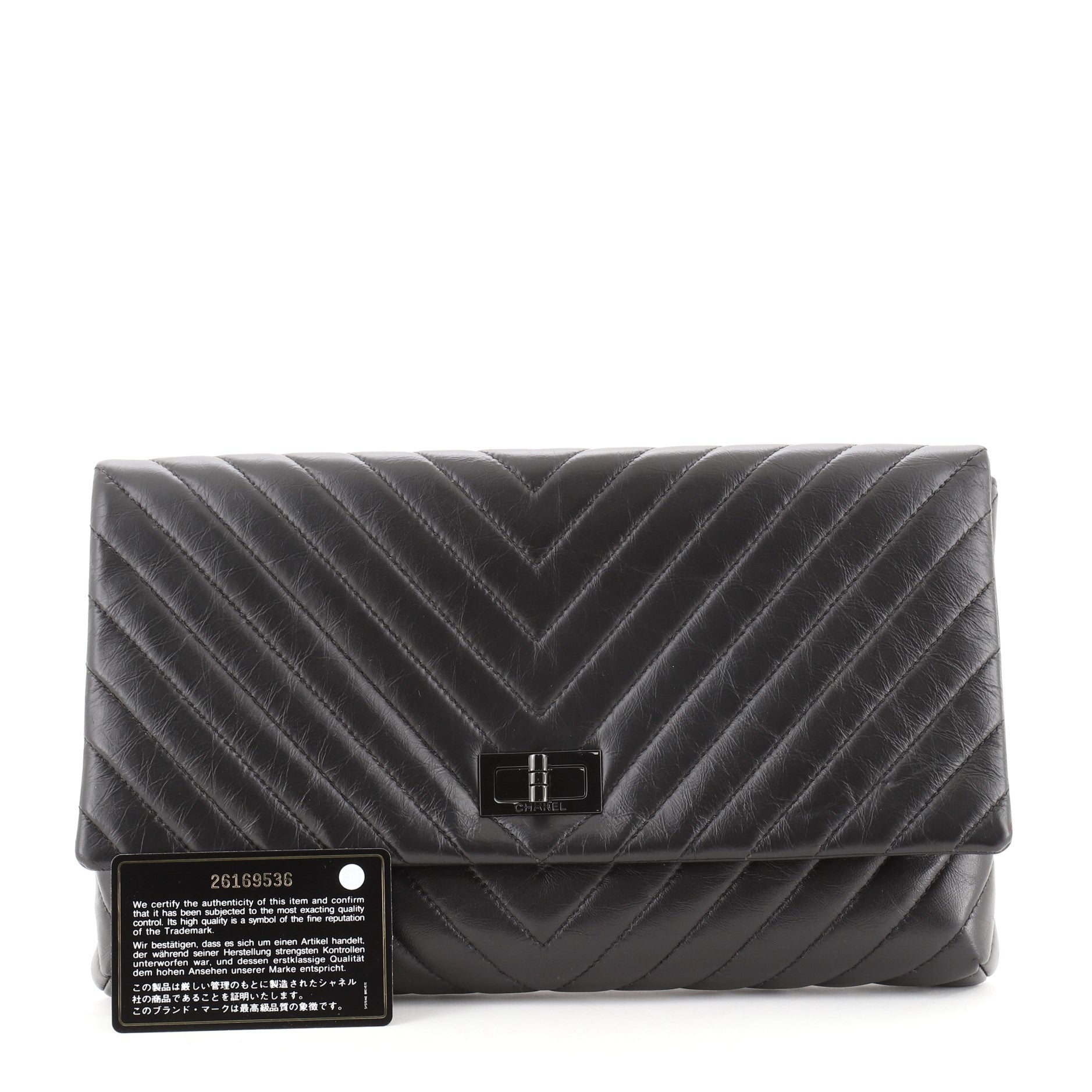 So Black Reissue 2.55 Flap Clutch Chevron Aged Calfskin