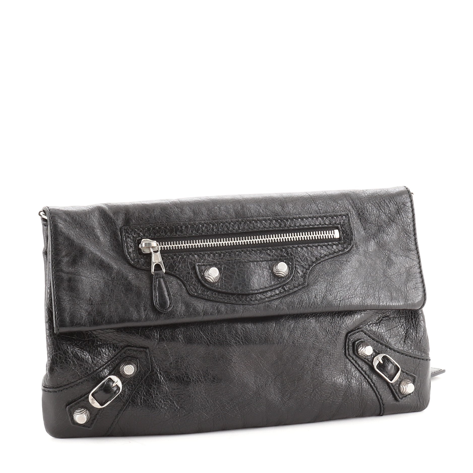 Classic Studs Envelope Strap Clutch Leather