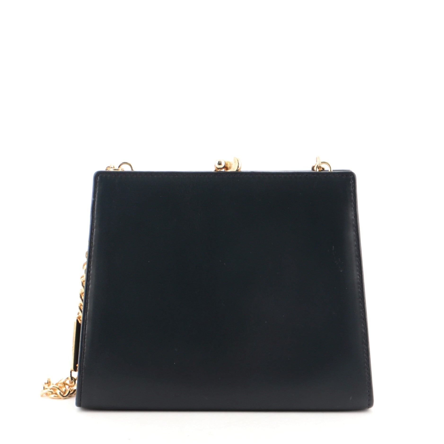 Vintage Kisslock Chain Crossbody Bag Leather Mini