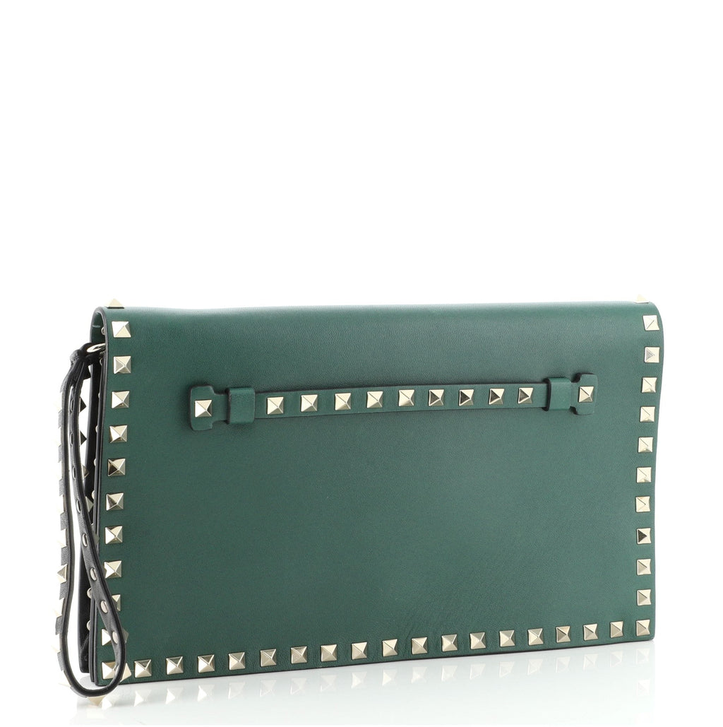Rockstud Flap Clutch Leather