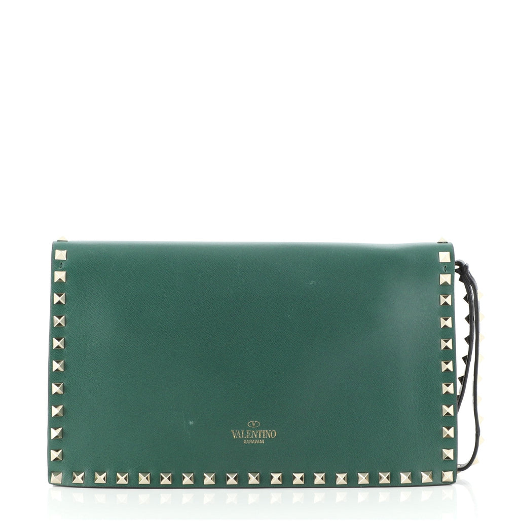 Rockstud Flap Clutch Leather