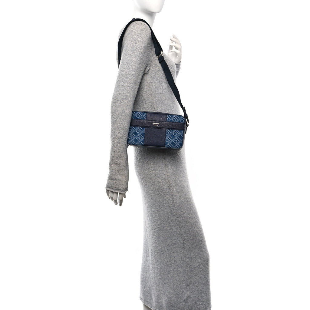 Monogram Denim Crossbody Bag Blue
