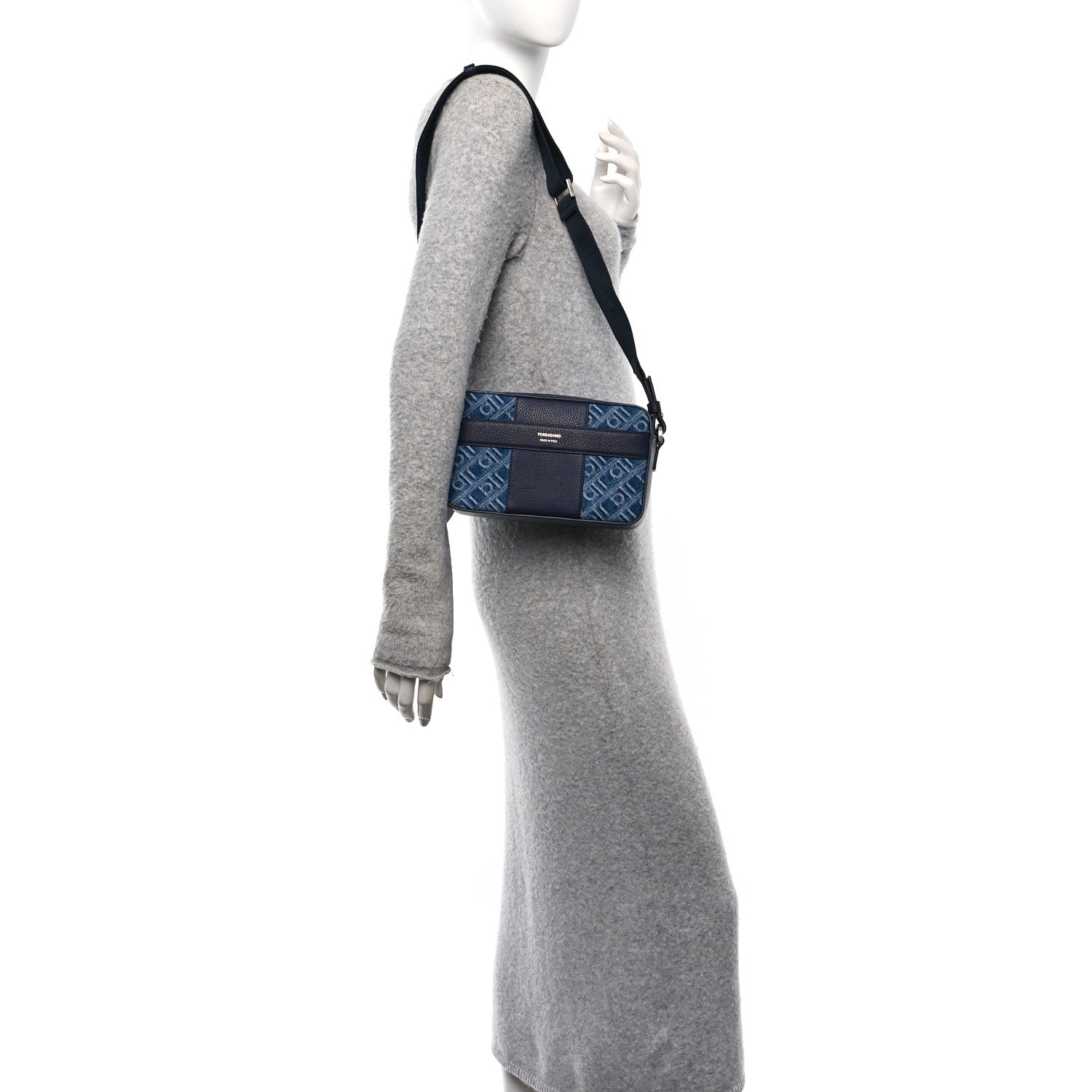 Monogram Denim Crossbody Bag Blue