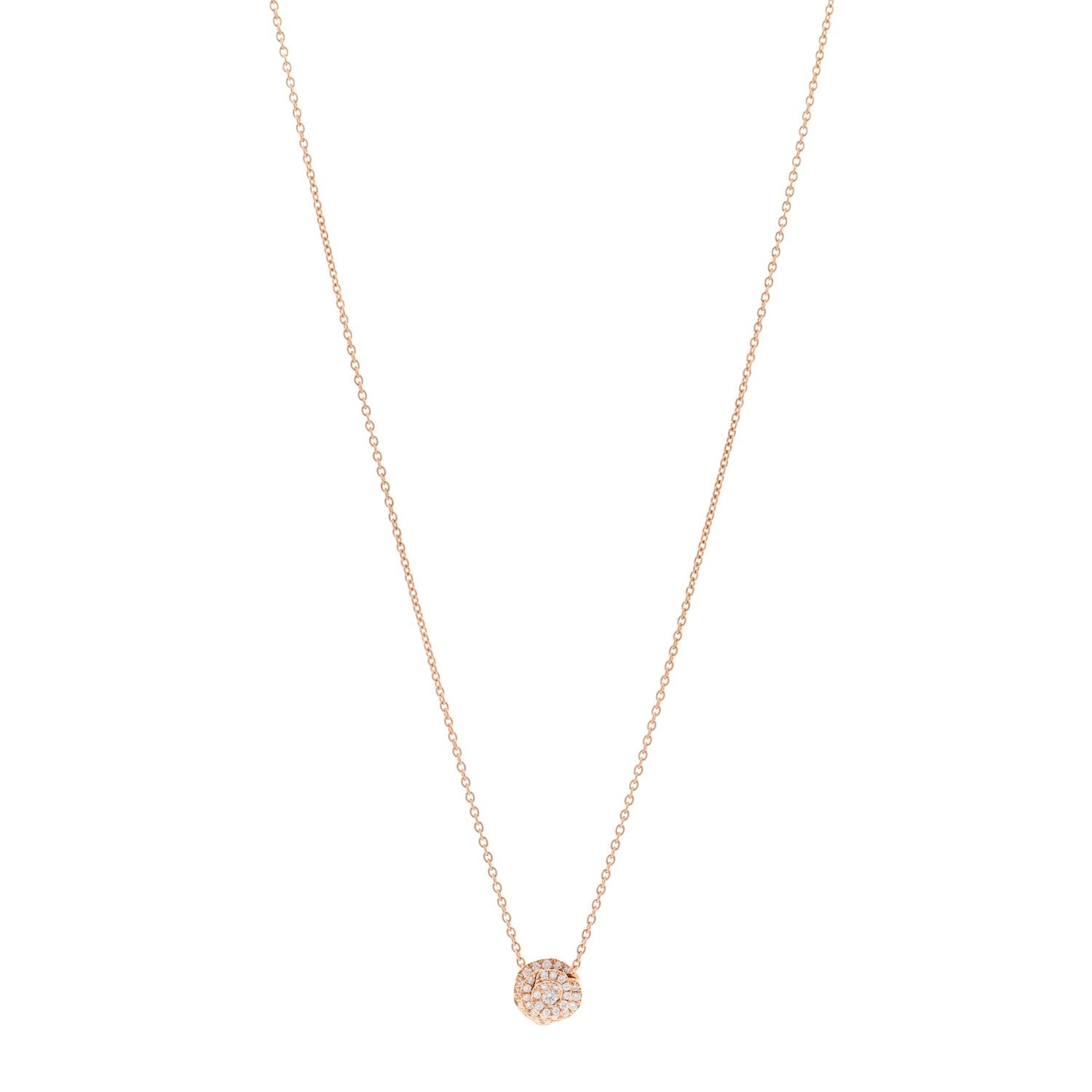 18K Rose Gold Diamond Small Rose Couture Pave Pendant Necklace