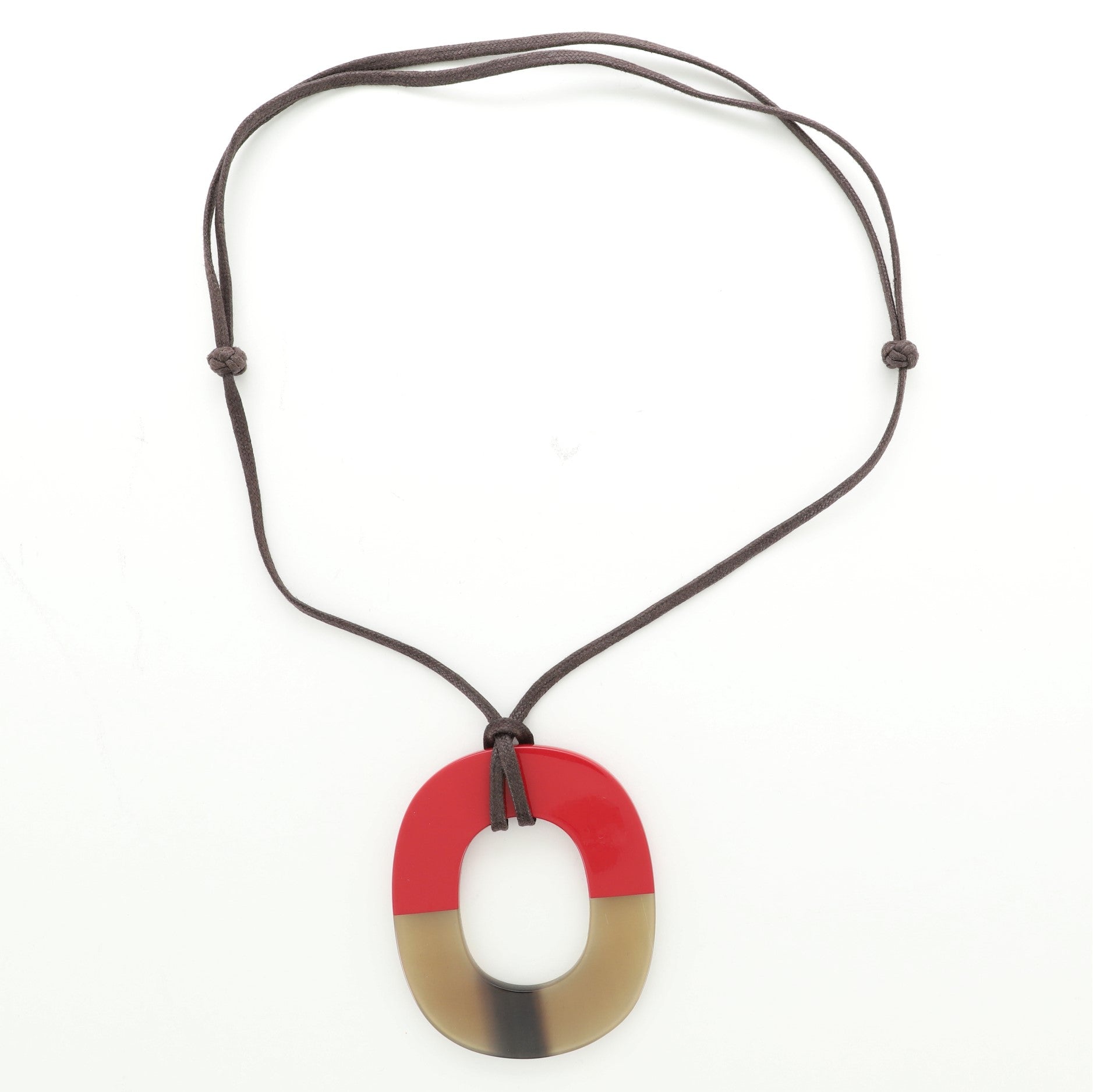 Isthme Pendant Necklace Lacquered Buffalo Horn and Waxed Cotton
