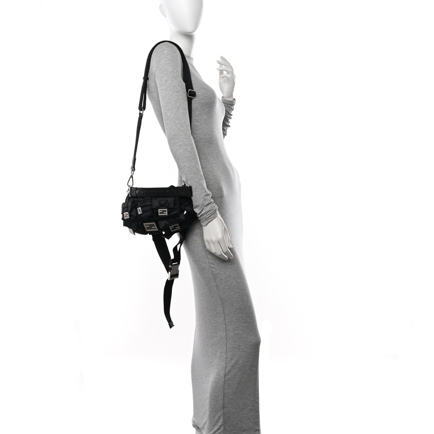 Econyl Cuoio Romano Multipocket Baguette Black