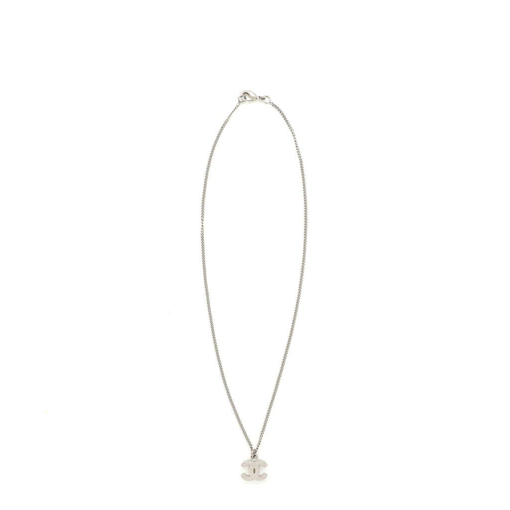 CC Pendant Necklace Crystal Embellished Metal