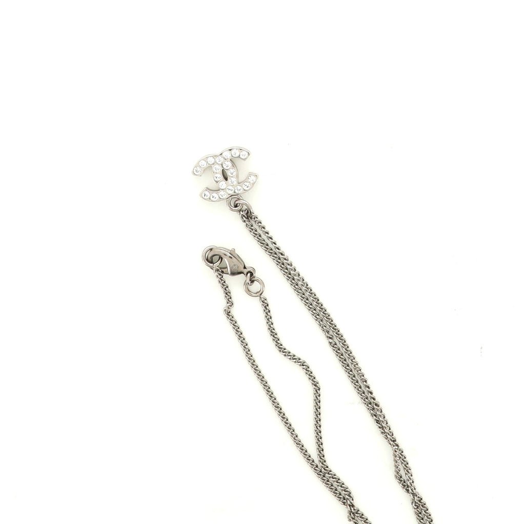 CC Pendant Necklace Crystal Embellished Metal