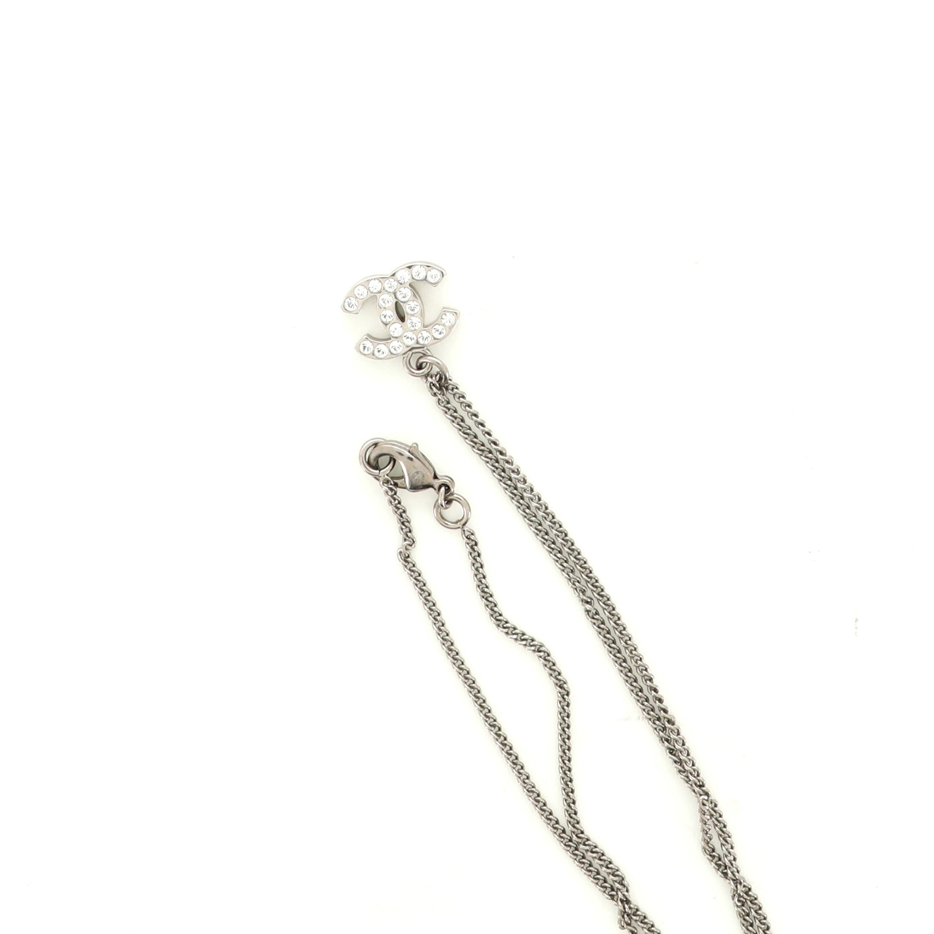 CC Pendant Necklace Crystal Embellished Metal