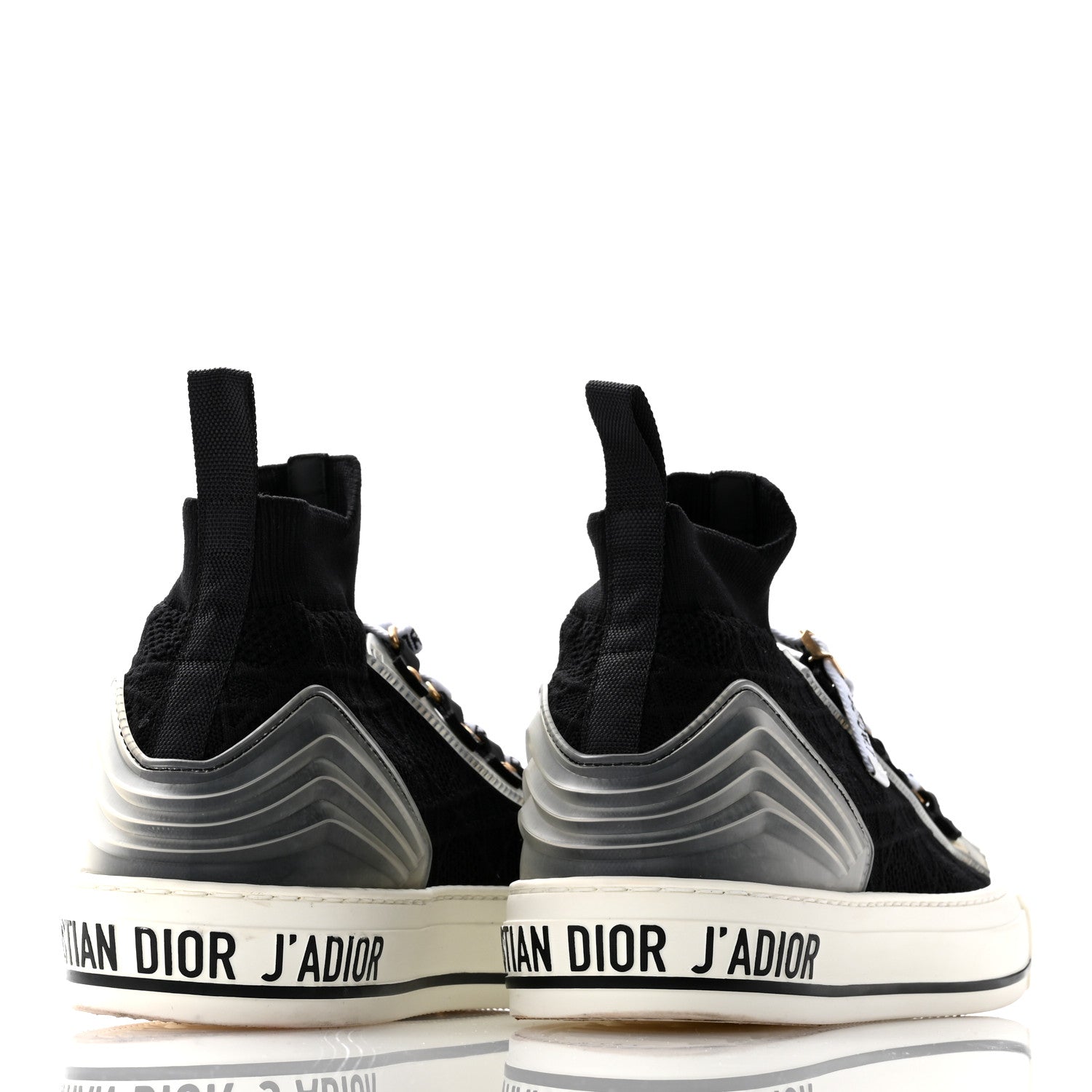 Technical Knit Calfskin Cannage Womens Walk'N'Dior High Top Sneakers 41 Black