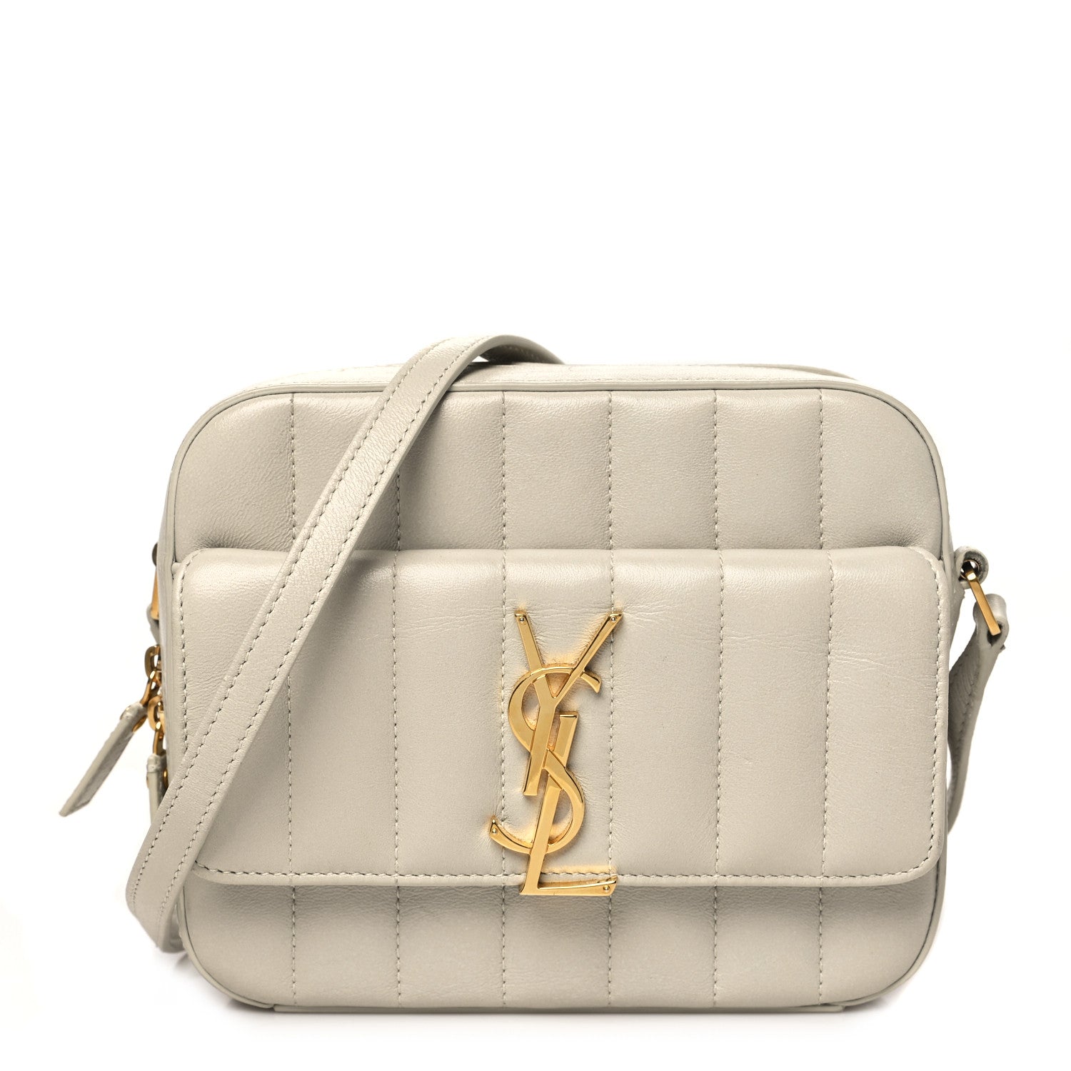 Lambskin Matelasse Monogram Vicky Camera Bag White