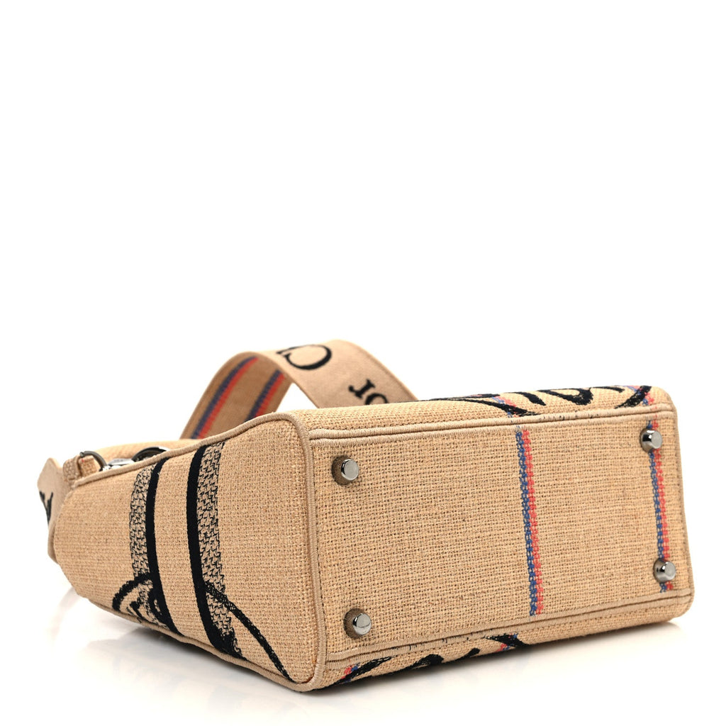 Canvas Jute Embroidered Medium Lady D-Lite Beige Multicolor