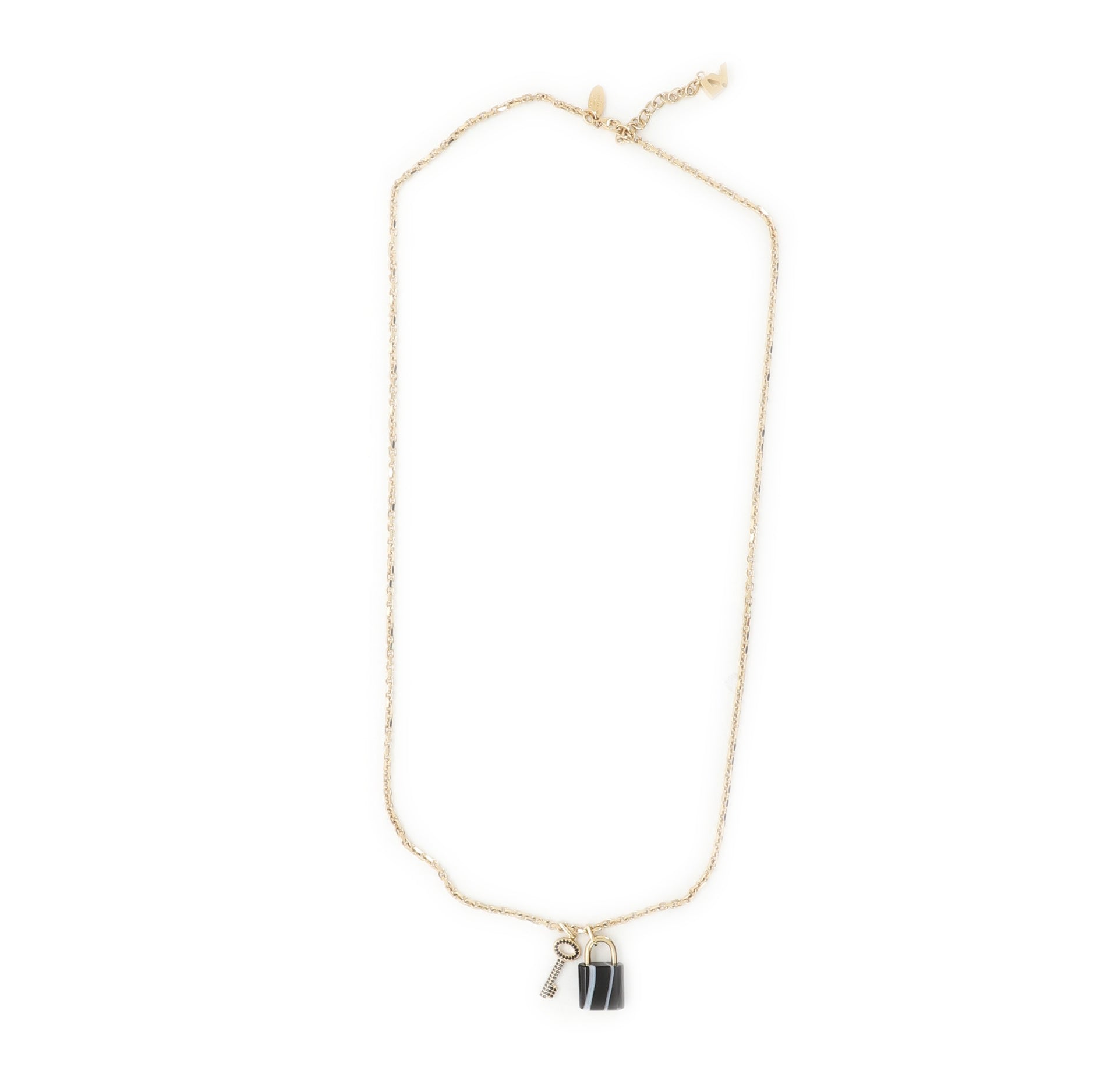 Onyx Padlock Pendant Necklace Metal