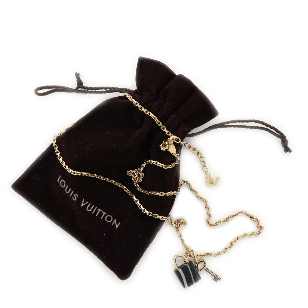 Onyx Padlock Pendant Necklace Metal