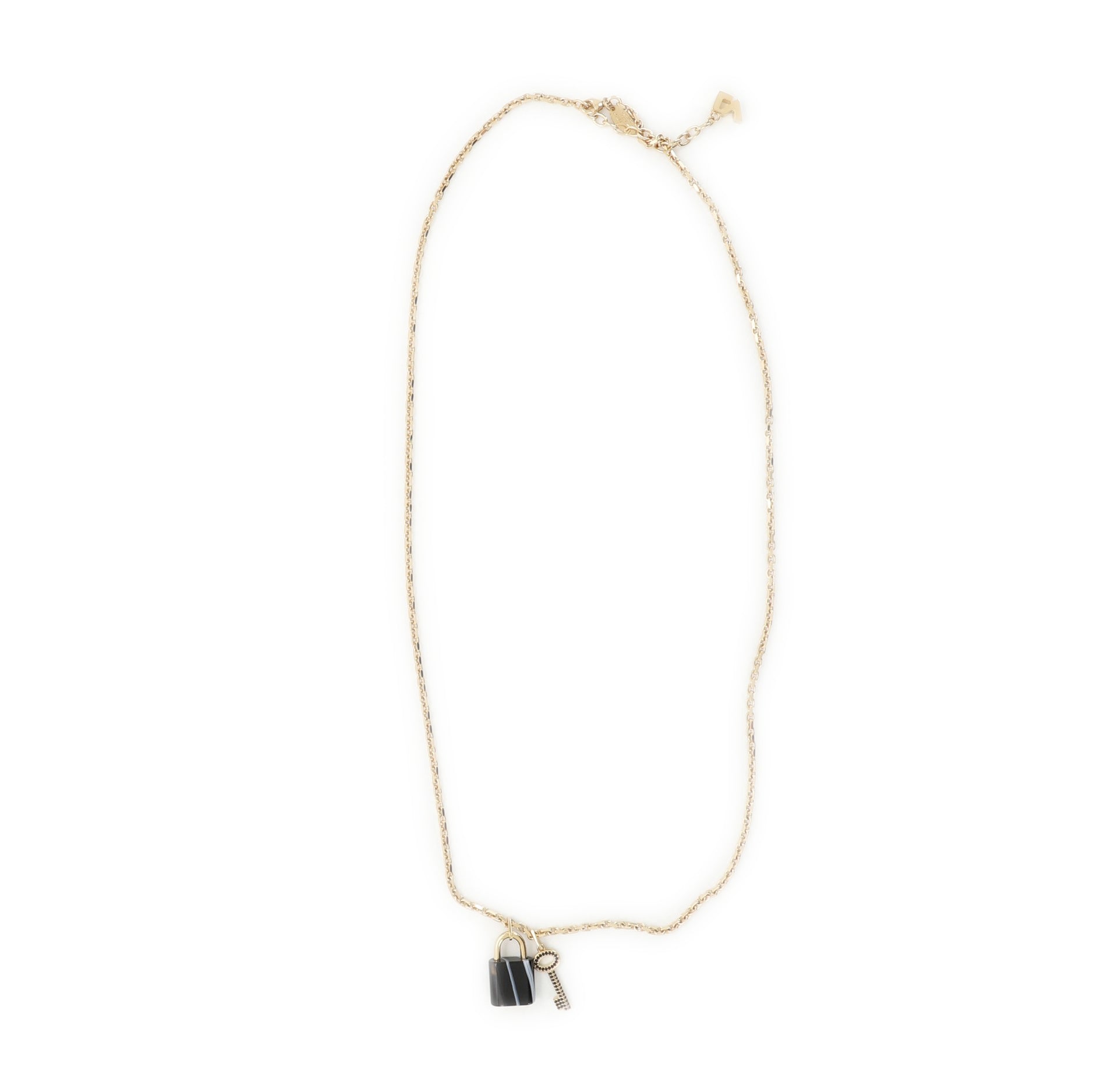 Onyx Padlock Pendant Necklace Metal
