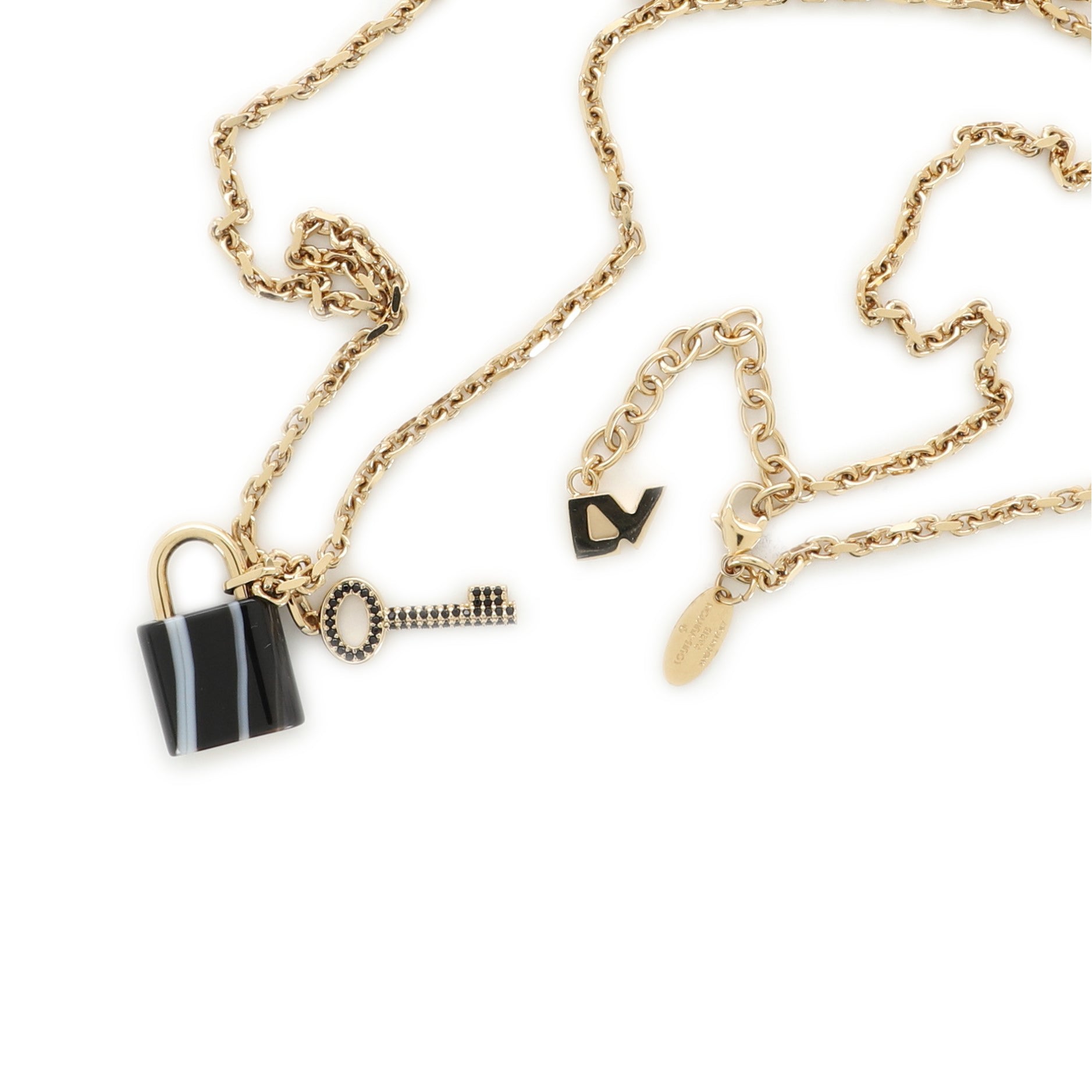 Onyx Padlock Pendant Necklace Metal