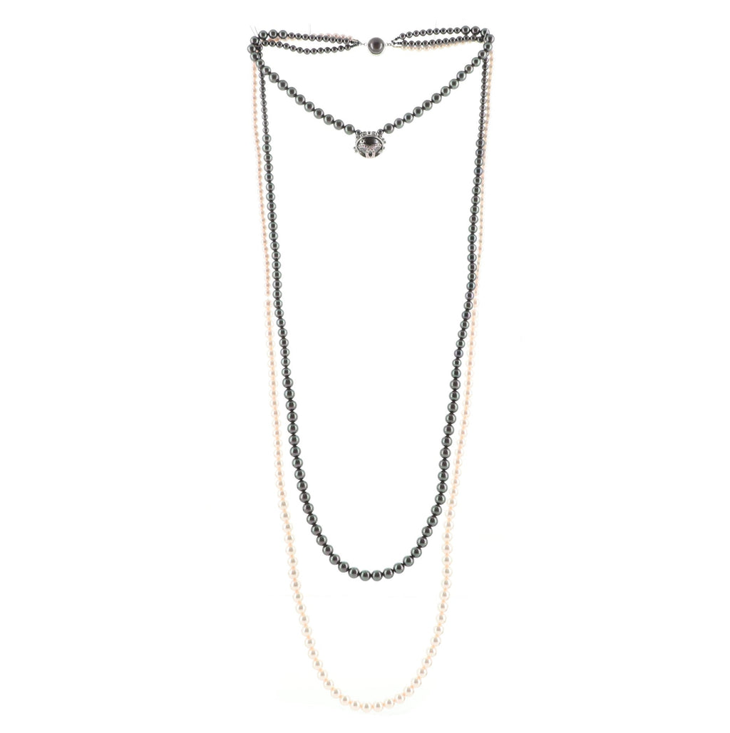 CC Multiple Strand Necklace Faux Pearls
