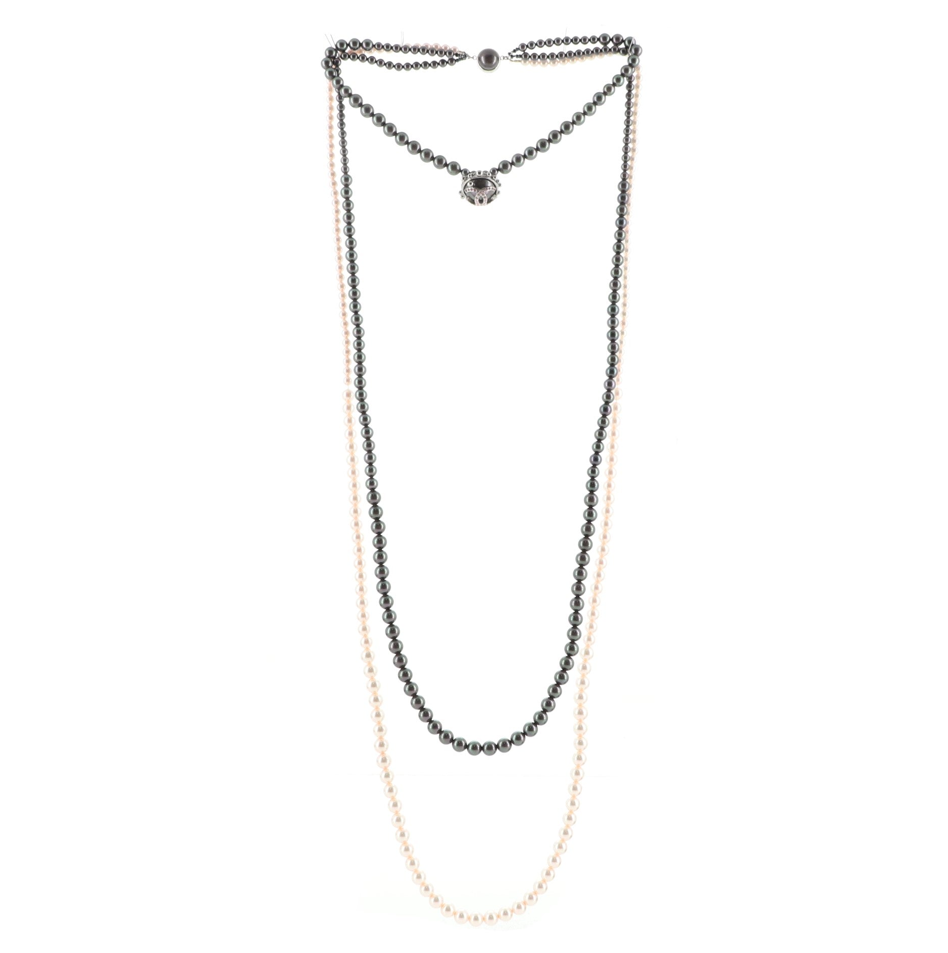 CC Multiple Strand Necklace Faux Pearls