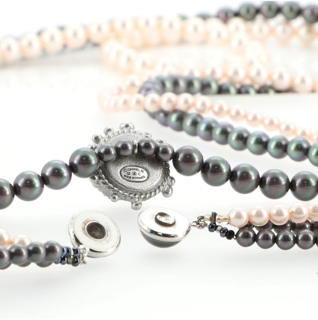 CC Multiple Strand Necklace Faux Pearls