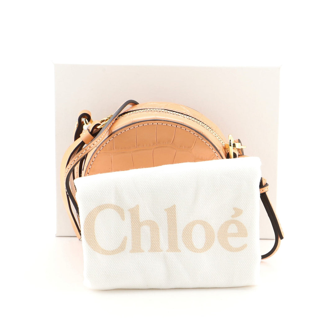 C Circle Crossbody Bag Crocodile Embossed Leather Mini