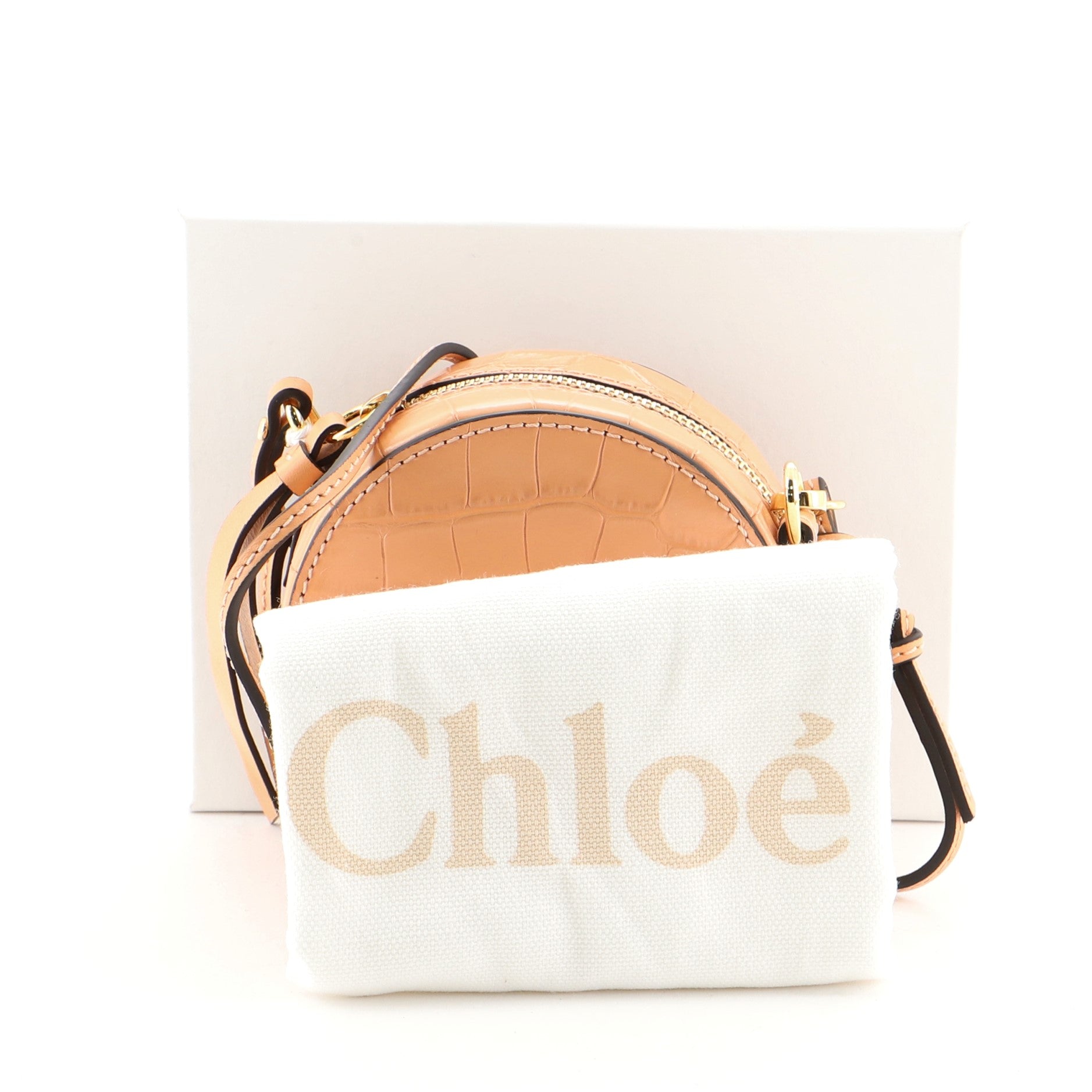 C Circle Crossbody Bag Crocodile Embossed Leather Mini