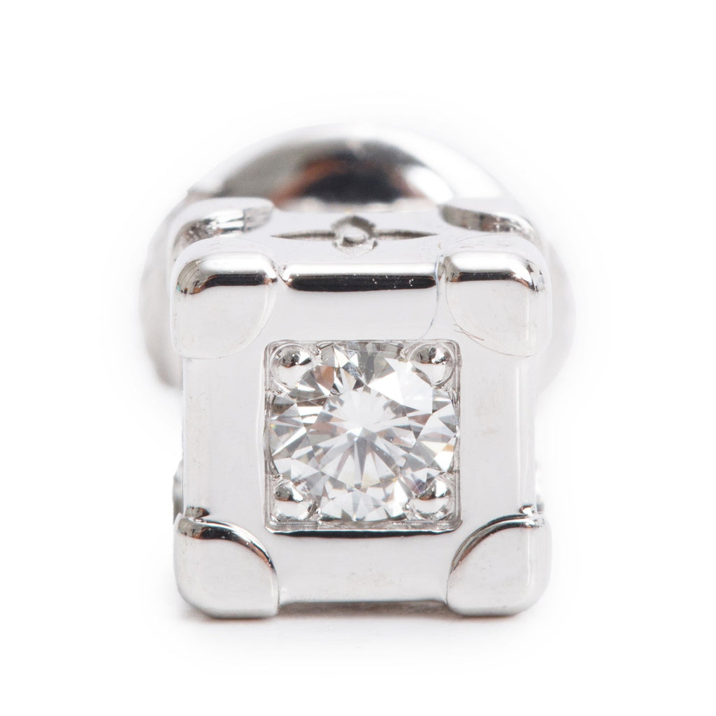 Louis Vuitton 18k White Gold Diamond Les Gastons Vuitton Trunk Single Stud Earring w/ Box