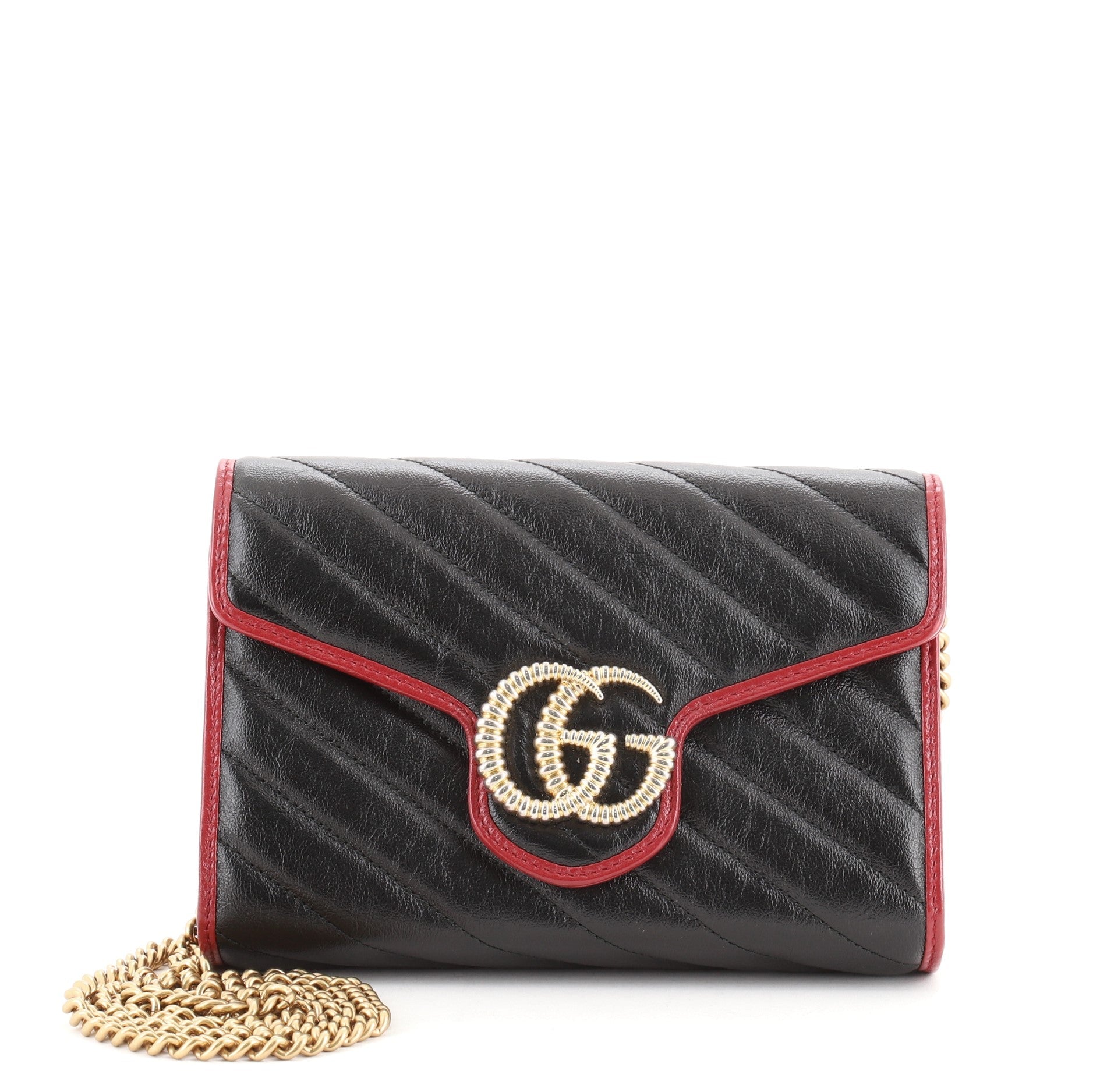 GG Marmont Chain Wallet Diagonal Quilted Leather Mini