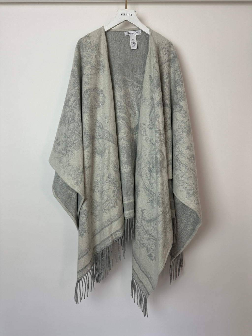 Christian Dior White &  Grey Toile de Jouy Cape One Size