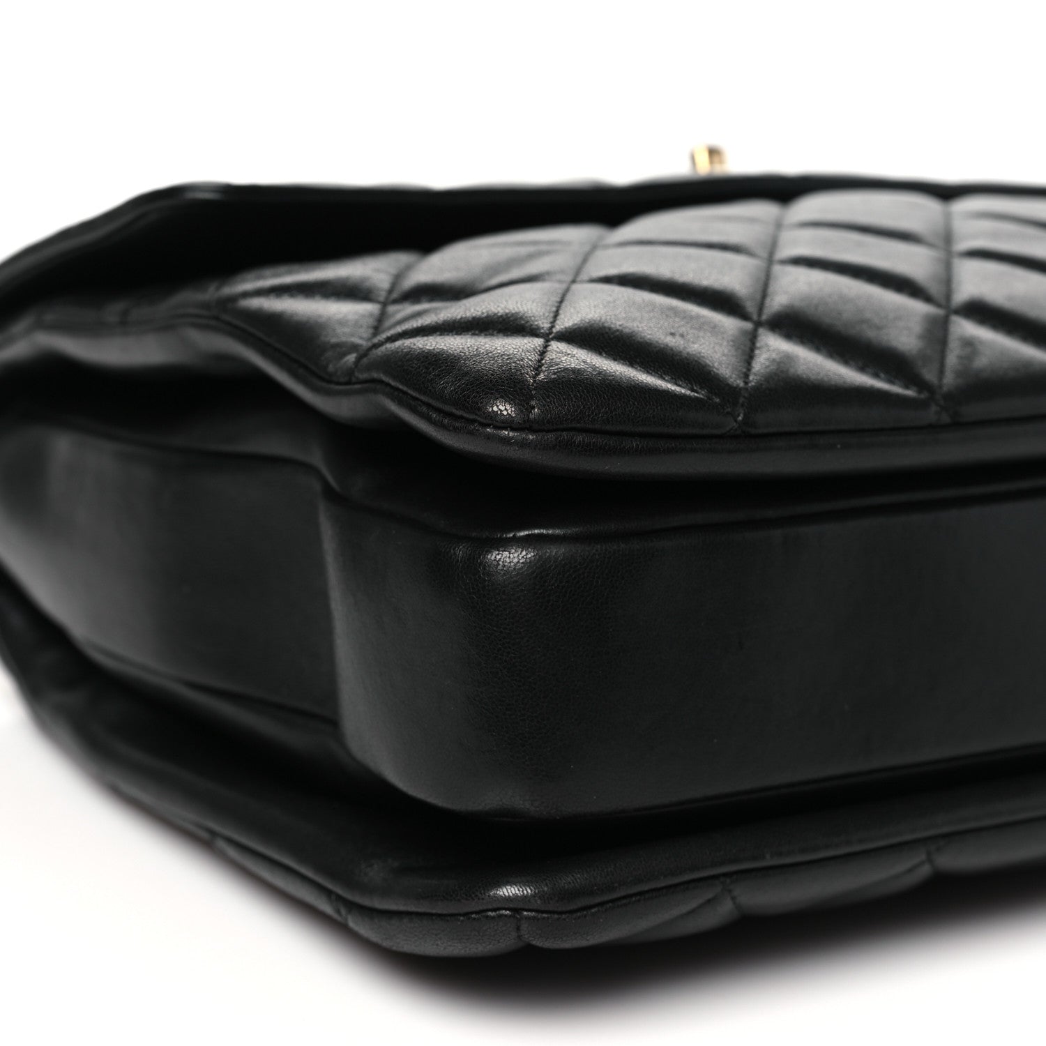 Lambskin Quilted Large Trendy CC Dual Handle Flap Bag Black
