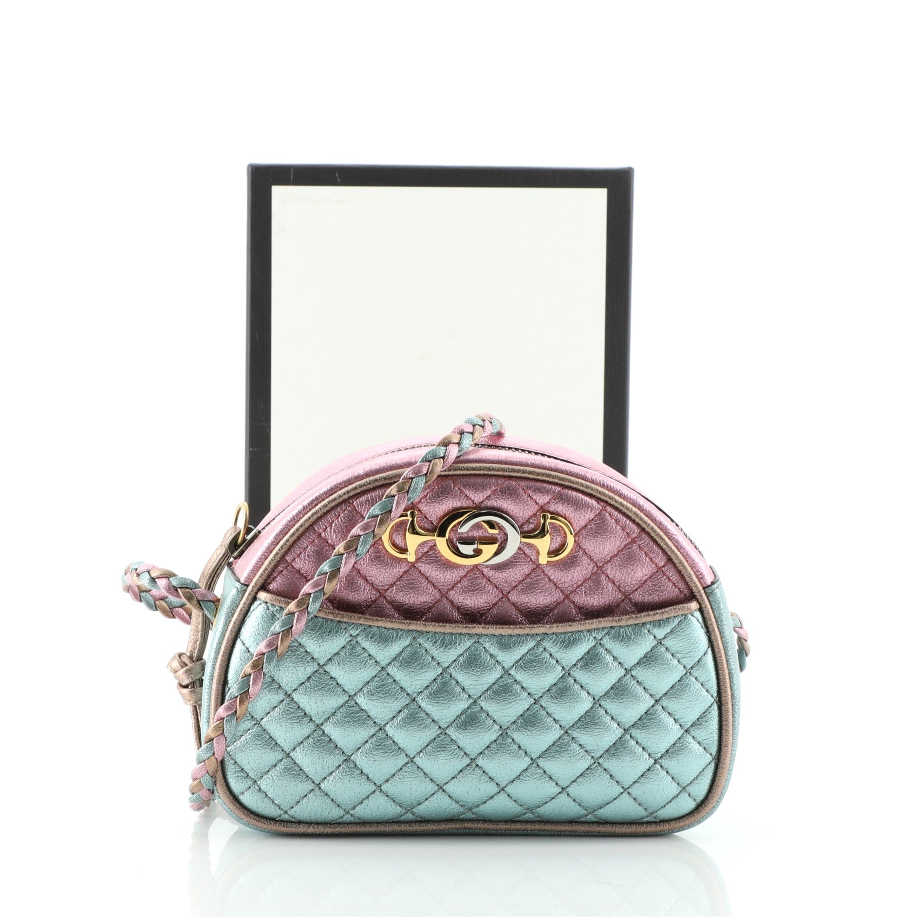 Trapuntata Camera Shoulder Bag Quilted Laminated Leather Mini