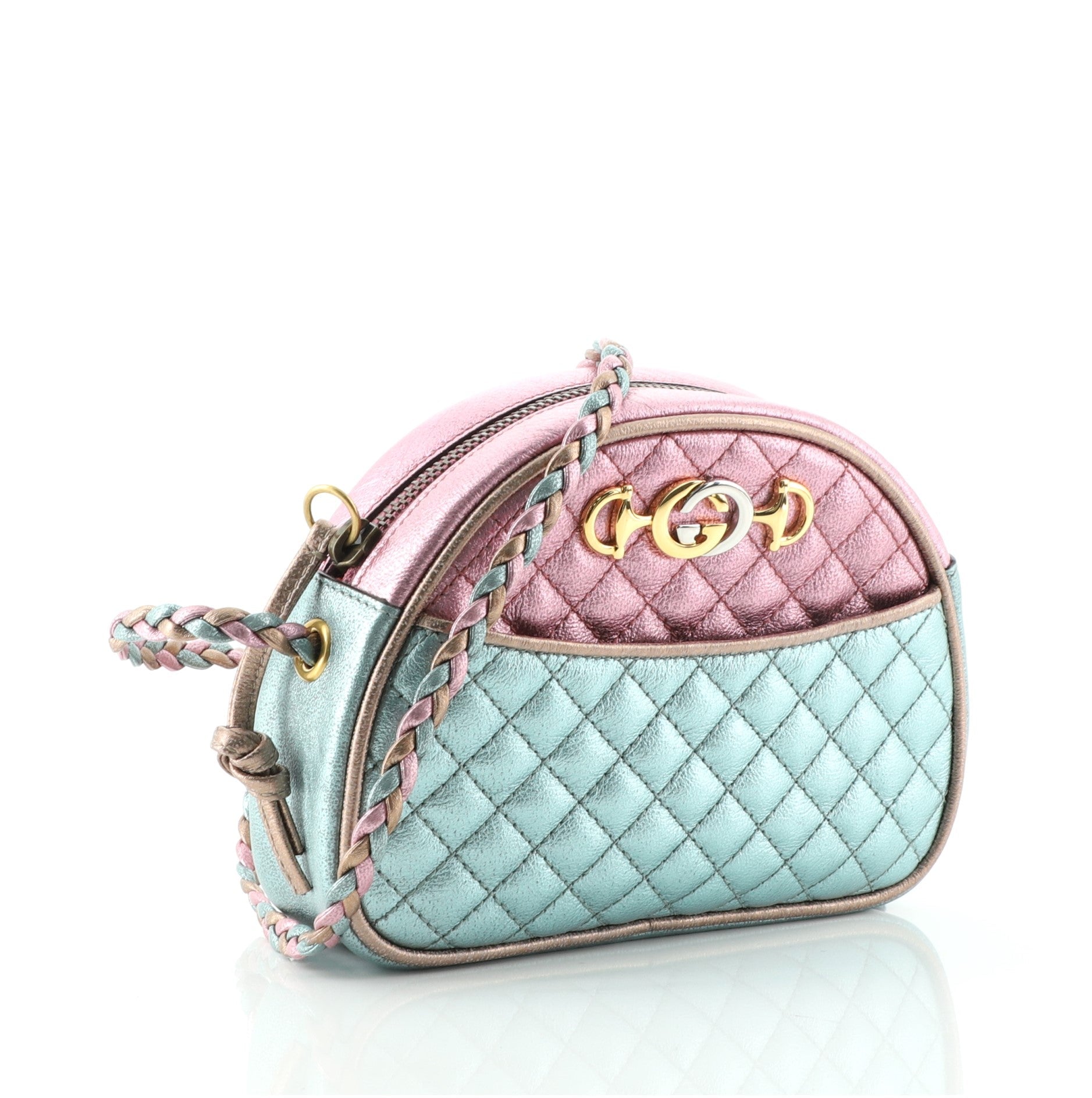Trapuntata Camera Shoulder Bag Quilted Laminated Leather Mini