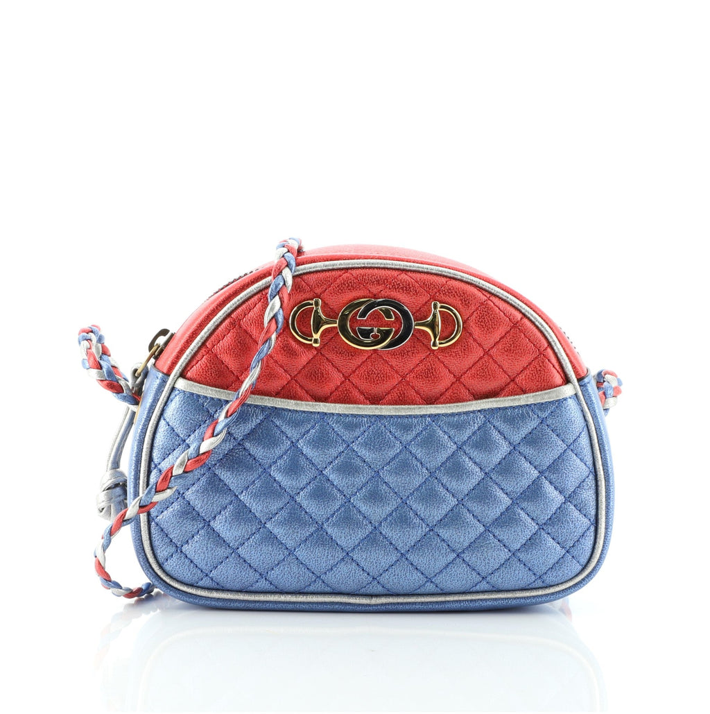 Trapuntata Camera Shoulder Bag Quilted Laminated Leather Mini