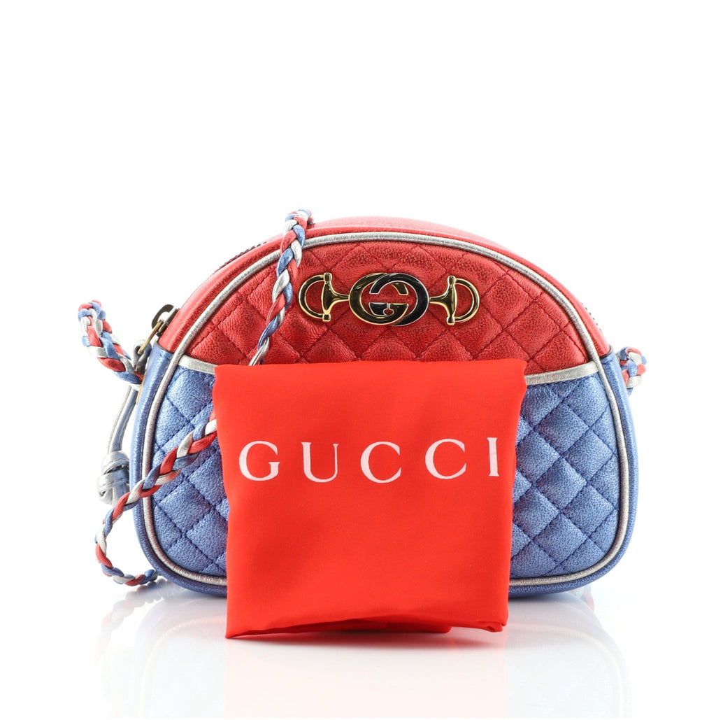 Trapuntata Camera Shoulder Bag Quilted Laminated Leather Mini