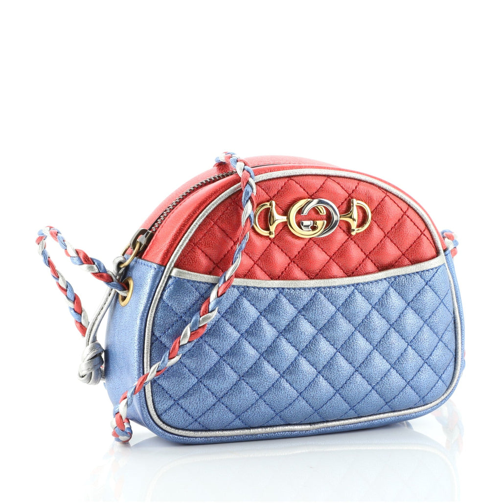 Trapuntata Camera Shoulder Bag Quilted Laminated Leather Mini