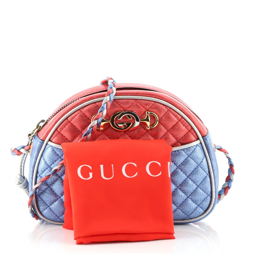 Trapuntata Camera Shoulder Bag Quilted Laminated Leather Mini