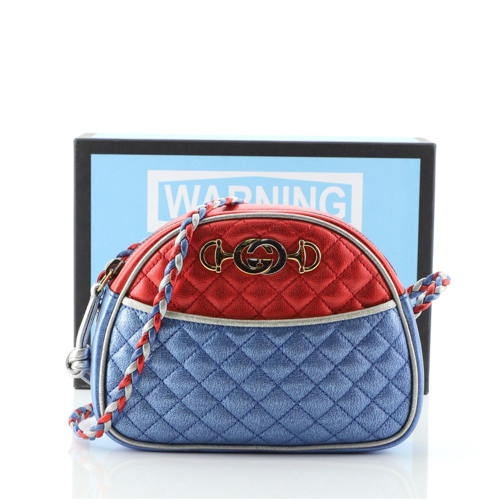 Trapuntata Camera Shoulder Bag Quilted Laminated Leather Mini