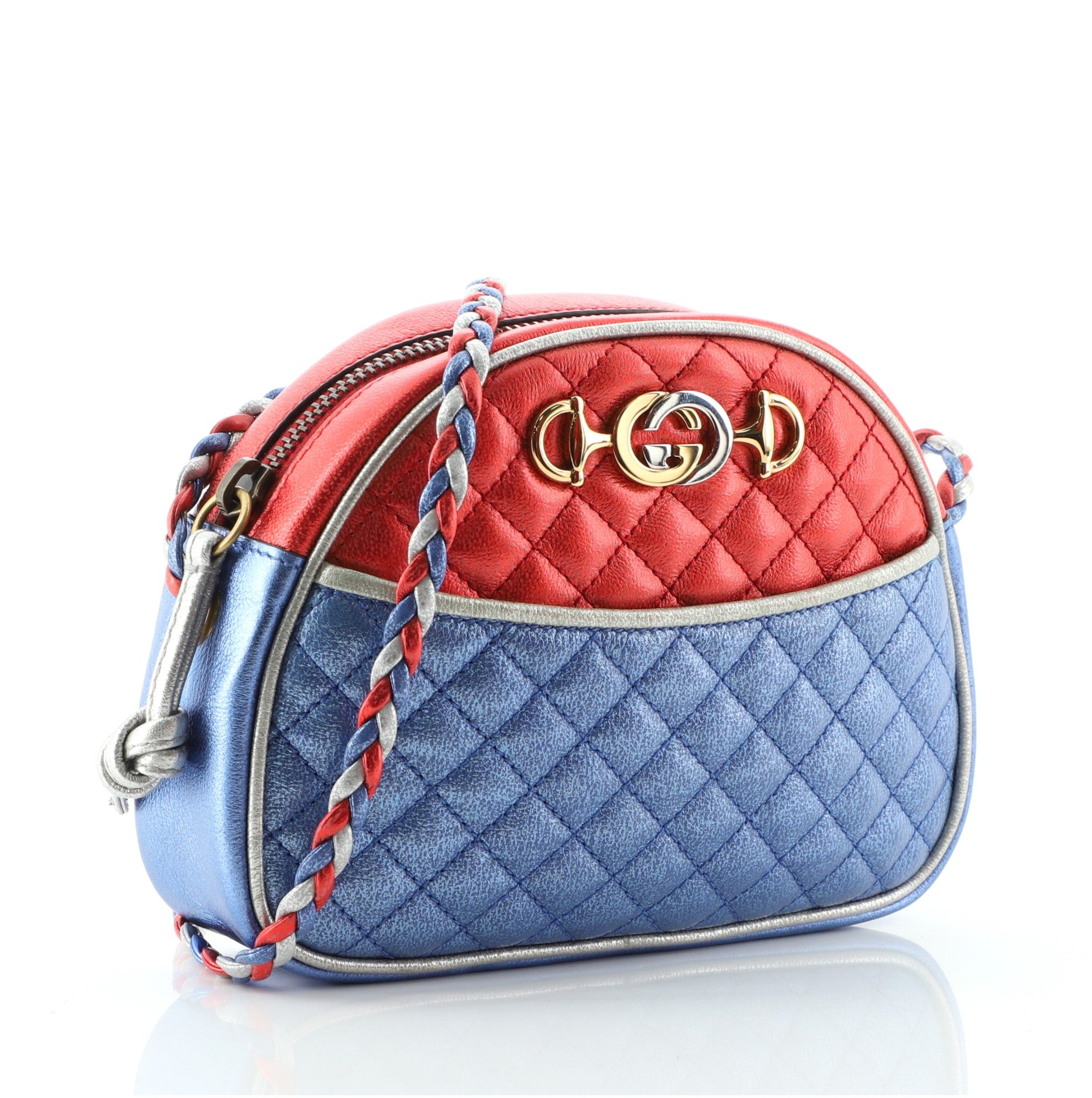 Trapuntata Camera Shoulder Bag Quilted Laminated Leather Mini