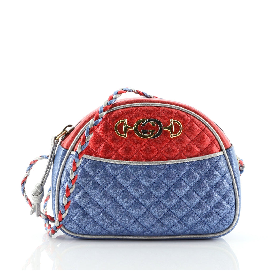 Trapuntata Camera Shoulder Bag Quilted Laminated Leather Mini