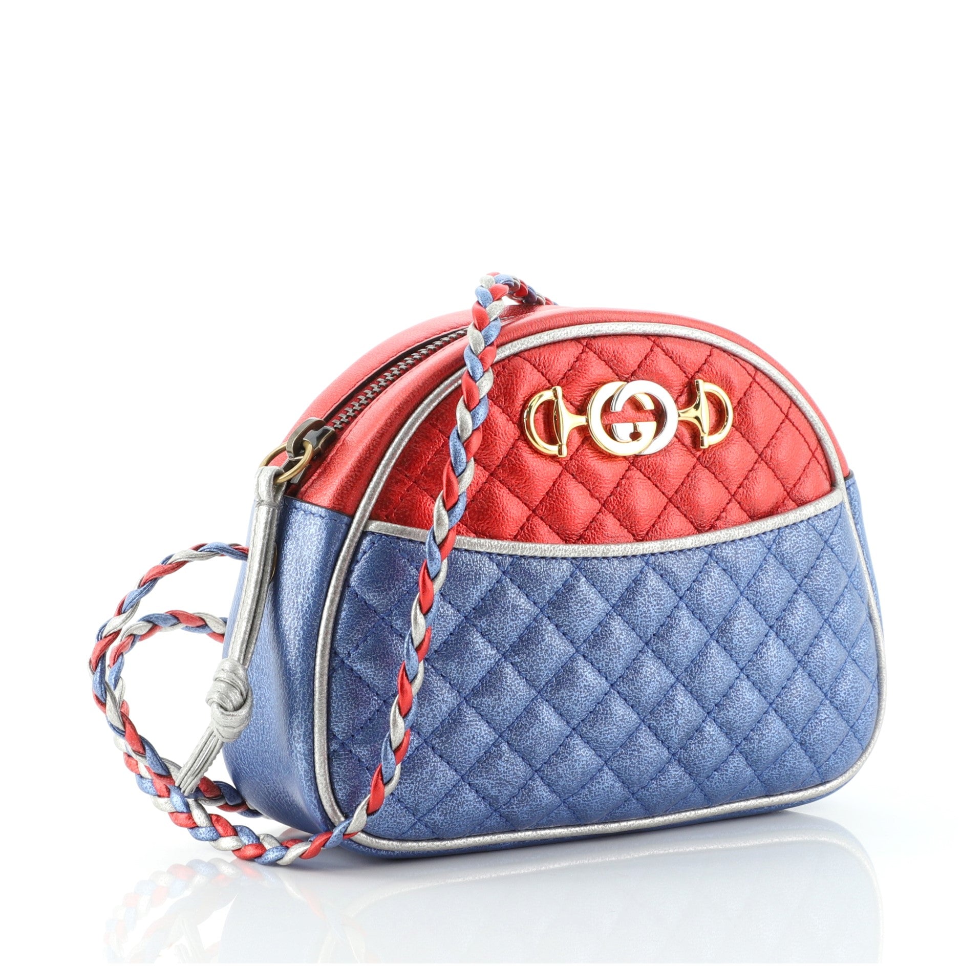 Trapuntata Camera Shoulder Bag Quilted Laminated Leather Mini