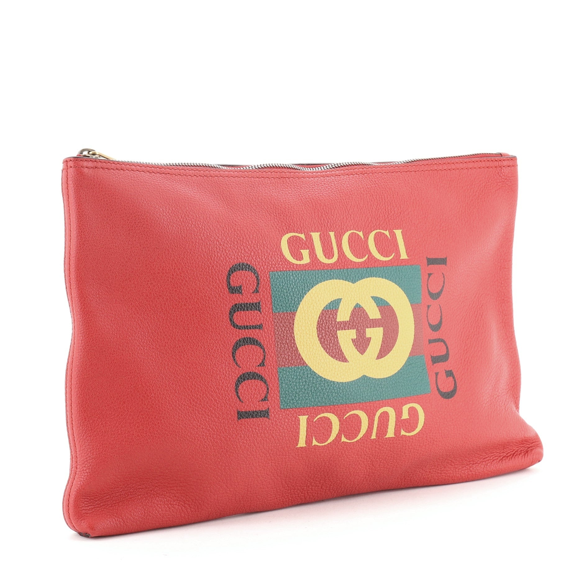 Logo Portfolio Clutch Printed Leather Large