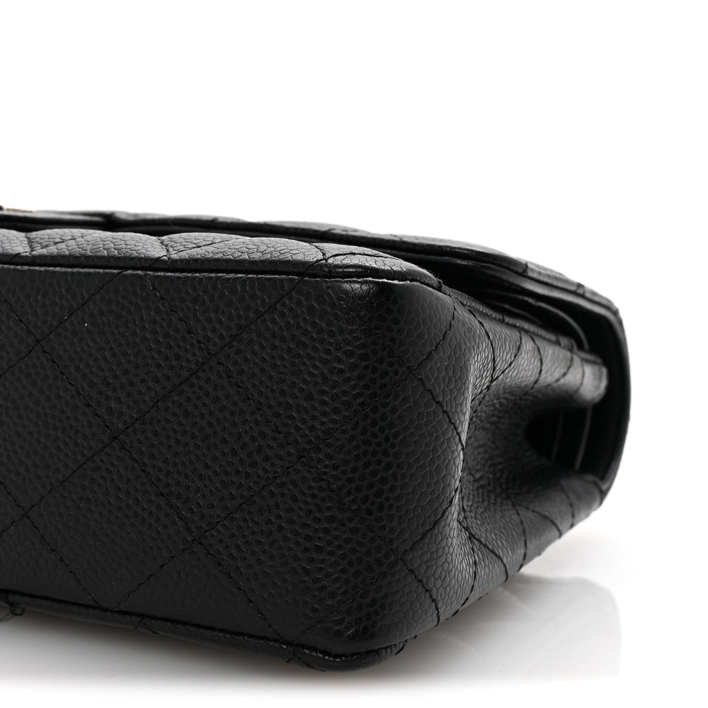 Caviar Quilted Medium Double Flap Black
