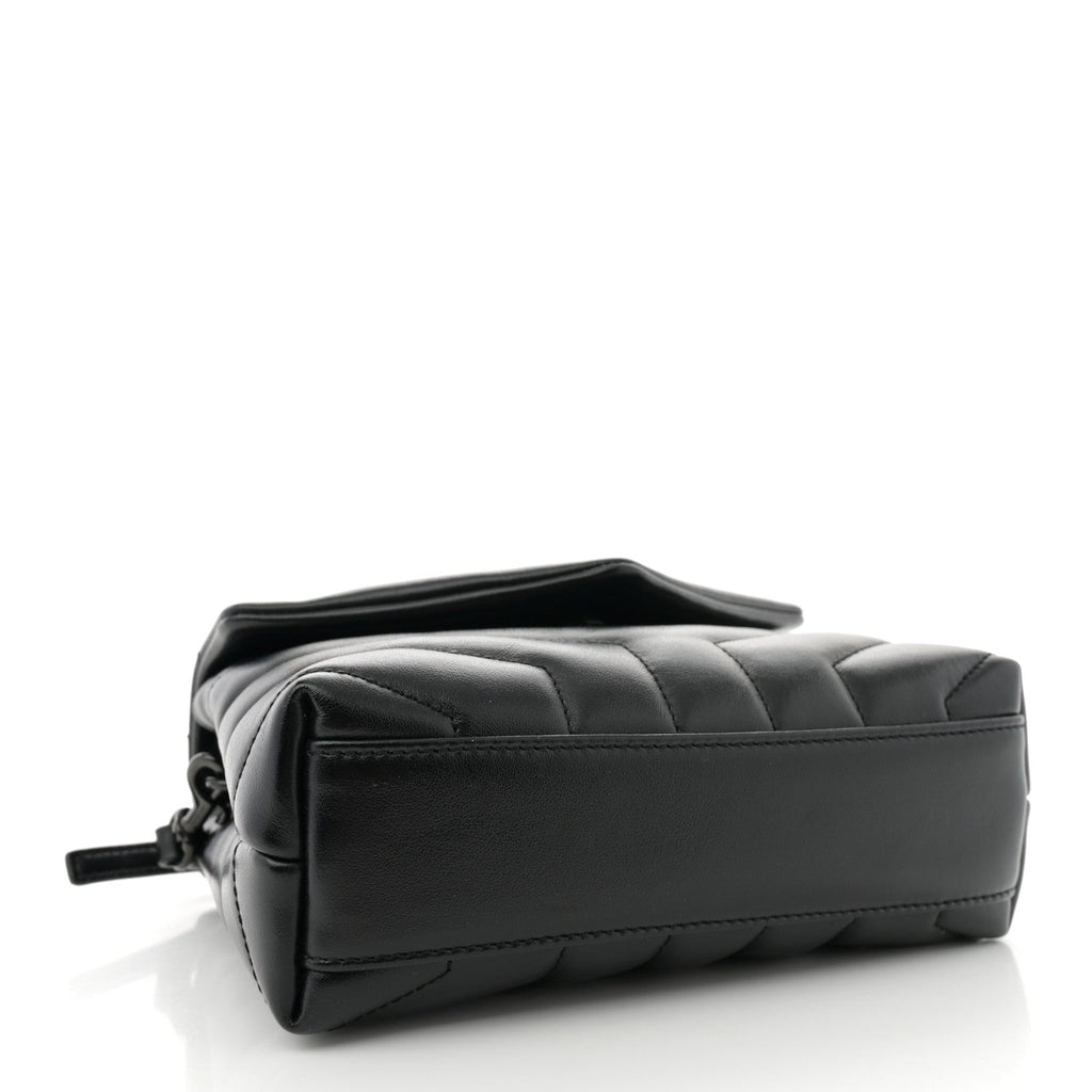 Calfskin Y Quilted Monogram Monochrome Toy Loulou Crossbody Bag Black