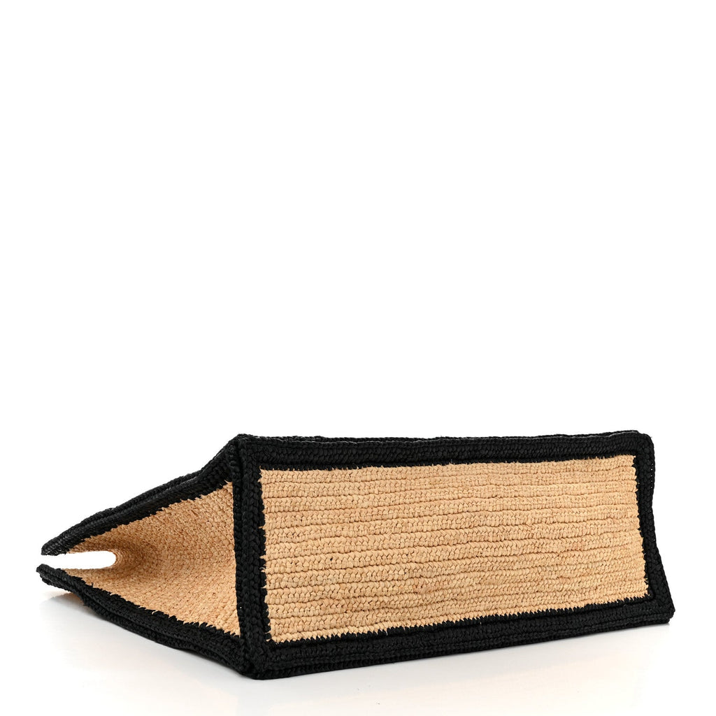 Raffia Calfskin Rive Gauche Tote Naturale Black