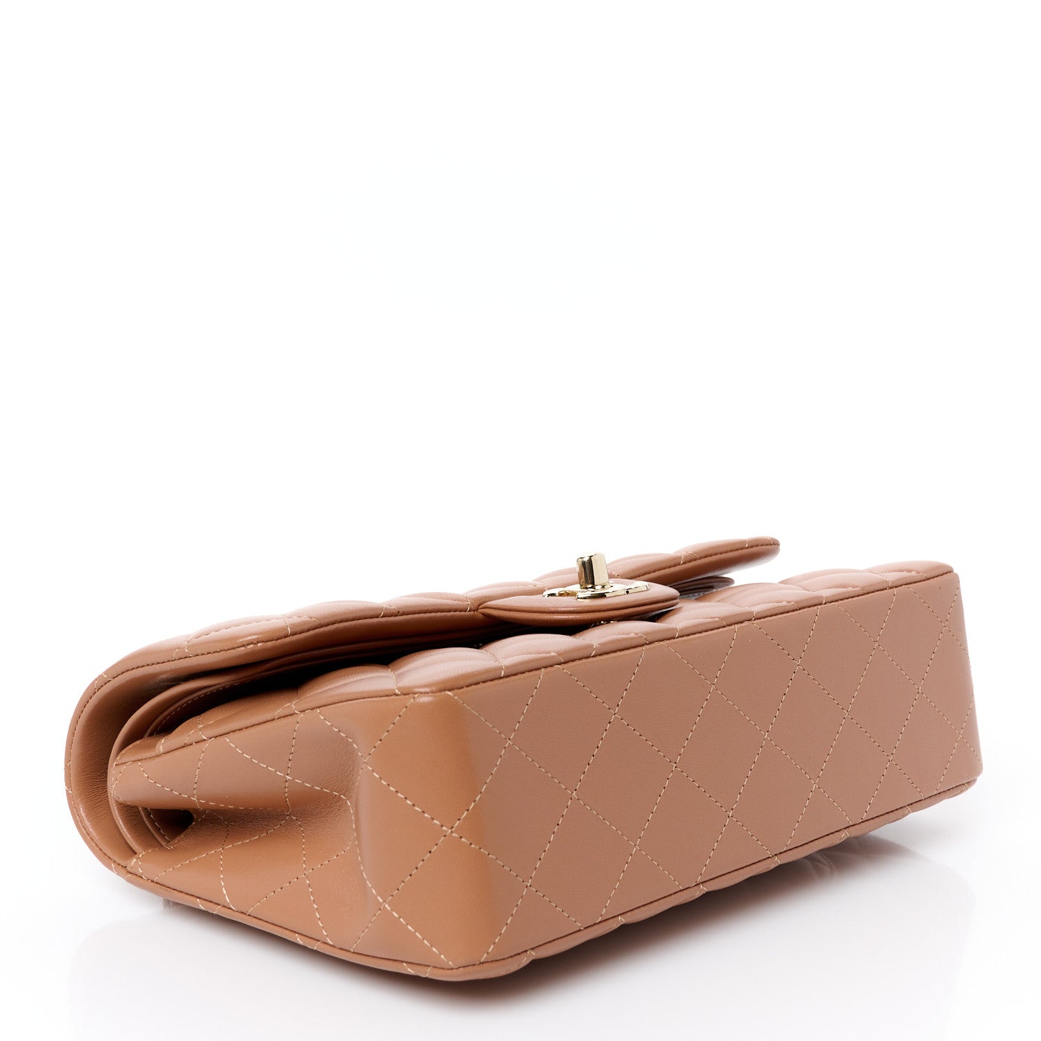Lambskin Quilted Small Double Flap Brown