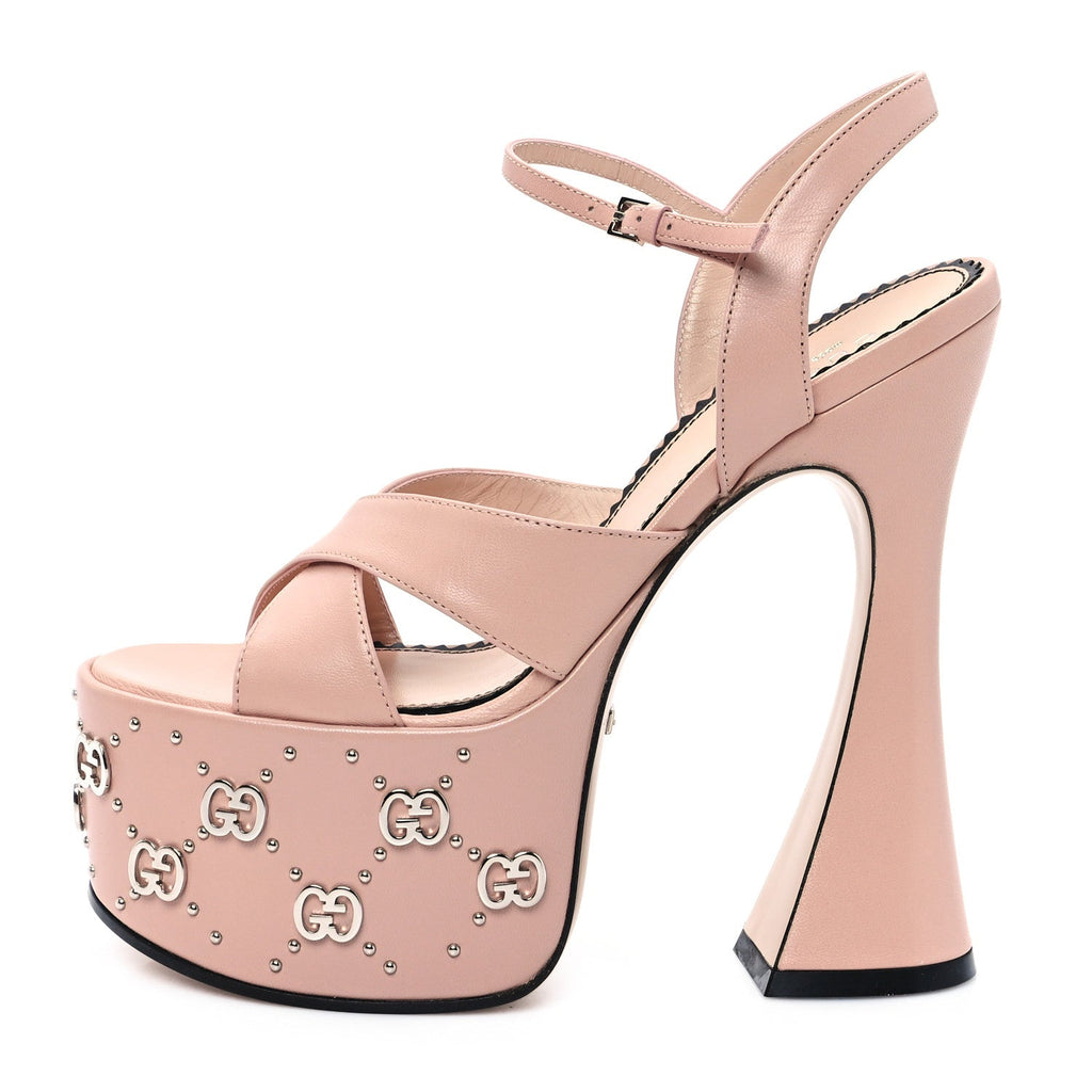 Malaga Kid Interlocking G Studs 155mm Platform Sandals 35 Perfect Pink