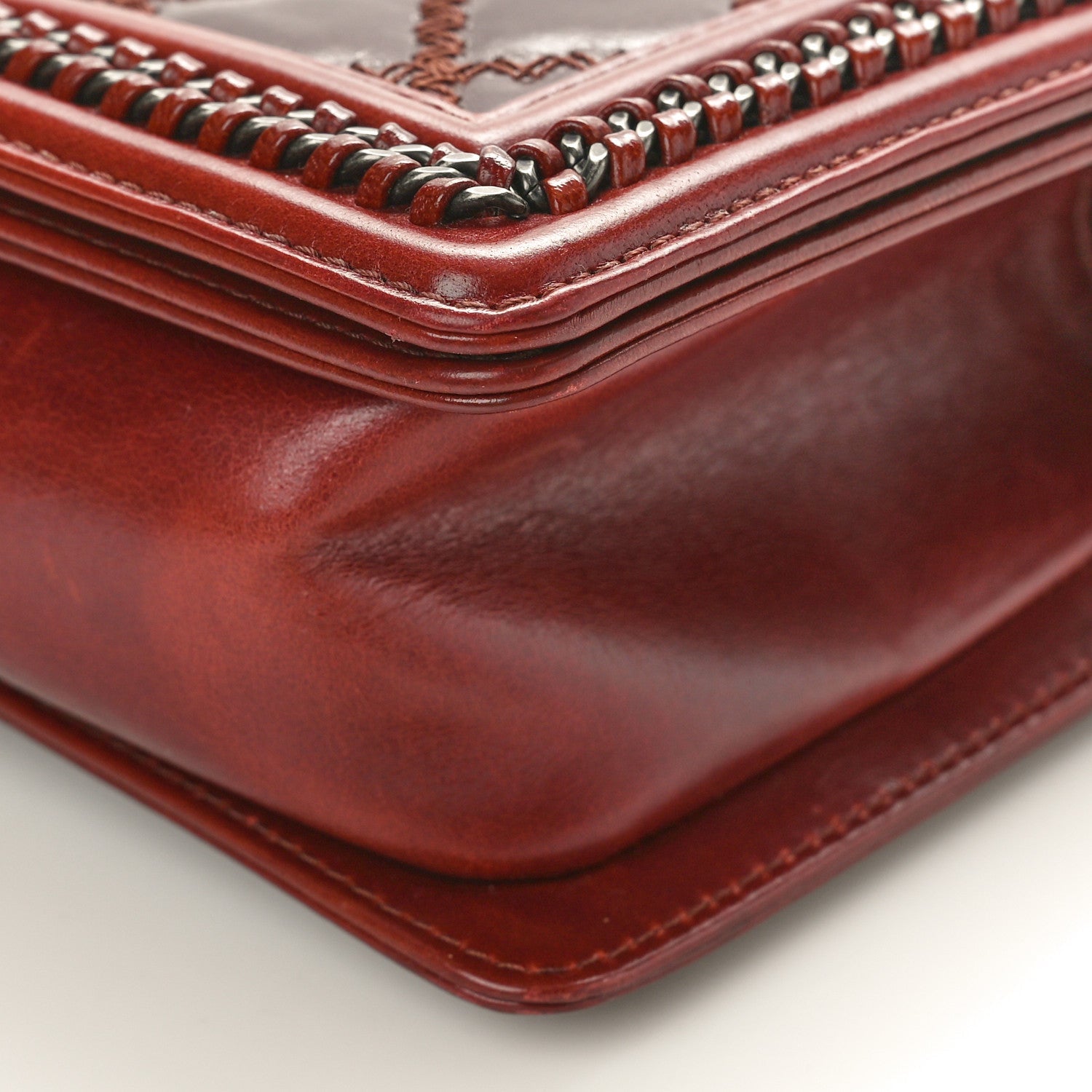 Goatskin Quilted Medium Boy Handle Flap Burgundy