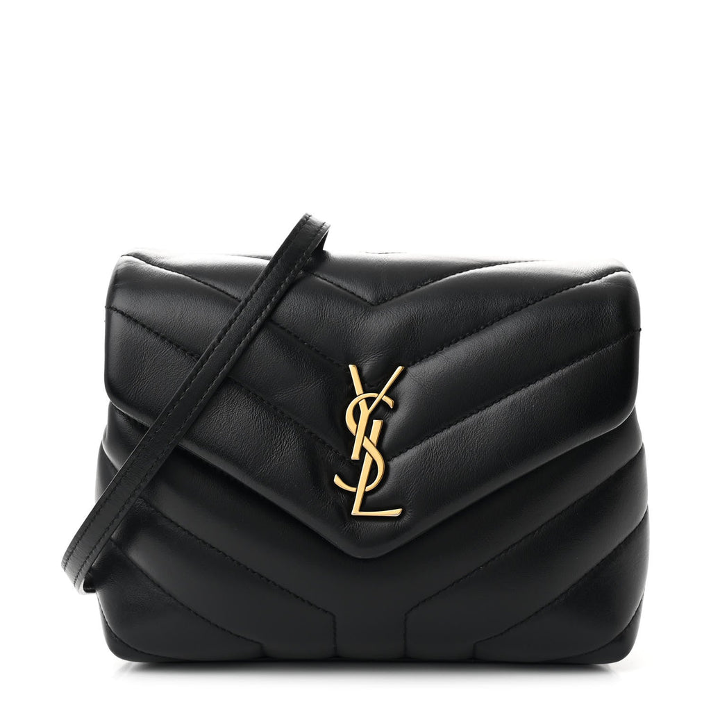 Calfskin Y Quilted Monogram Toy Loulou Crossbody Bag Black